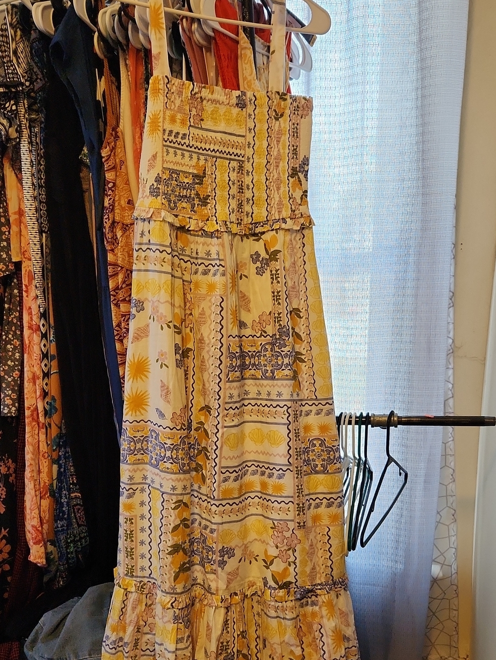 Bila Yellow and Blue Floral Patchwork Maxi Dress